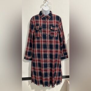 BD Collection Women’s Plaid 100% Cotton Shirt‎ Dress With Pockets Size Small NWT